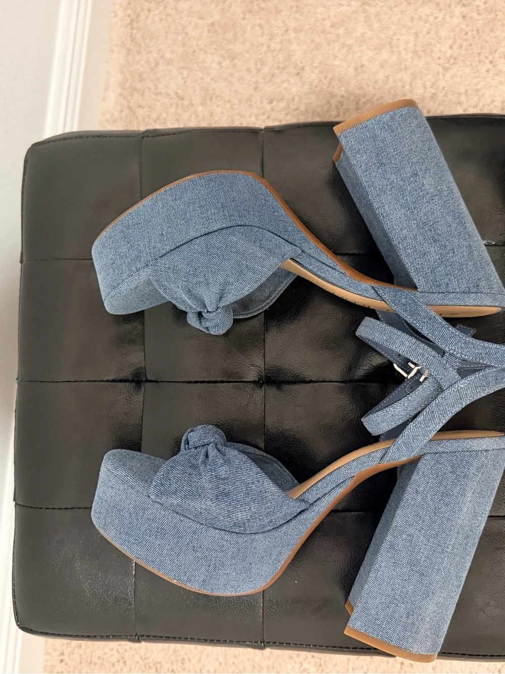 Gianni Bini Denim Blue Knotted Platform Sandals